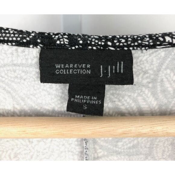 J. JILL Wearever S Floral Print Dress Stretch Jersey Knit Cap Sleeve Navy White - Picture 3 of 8